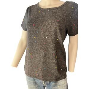 Thread & Supply Linen Colorful Paint Splatter Short Sleeve Tee T-Shirt S